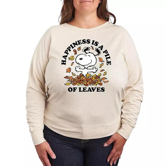 Womens Peanuts Snoopy Pile Of Leaves Lightweight French Terry Sweatshirt Product Image