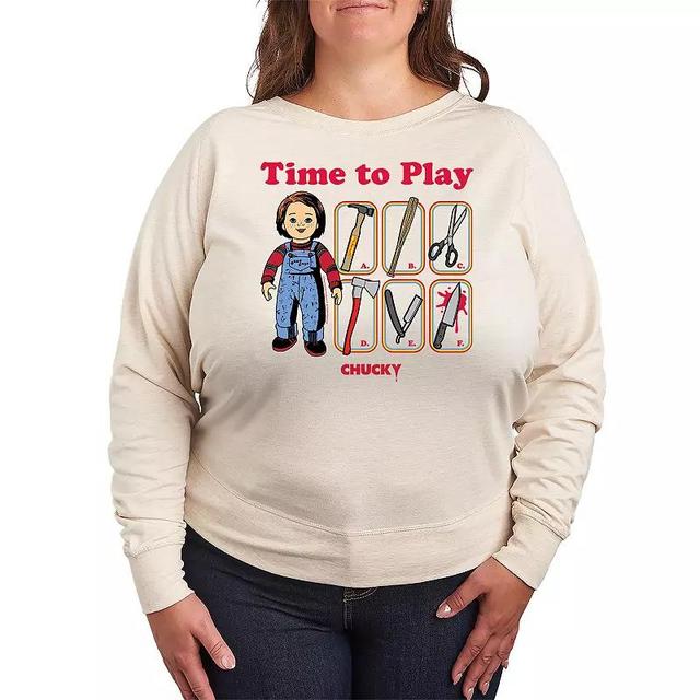 Plus Size Chucky Time to Play Lightweight French Terry Sweatshirt, Womens Product Image