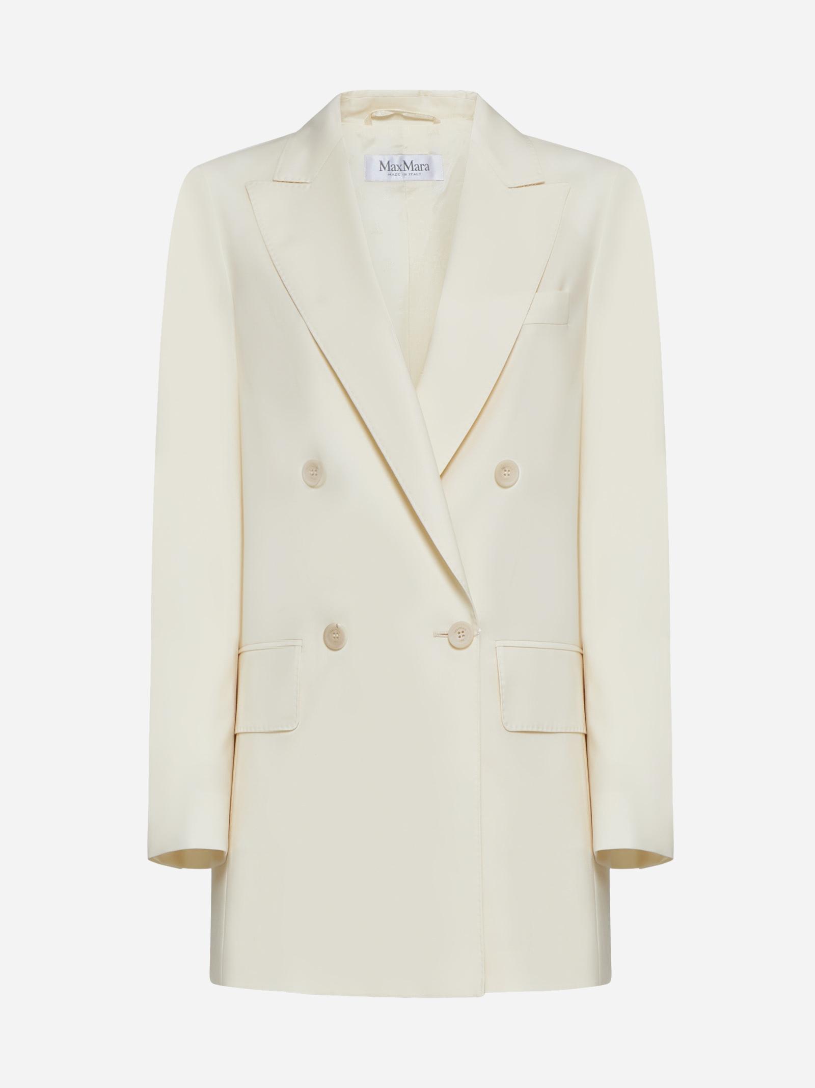 MAX MARA Elegia Double-breasted Wool Blazer In Vanilla Product Image