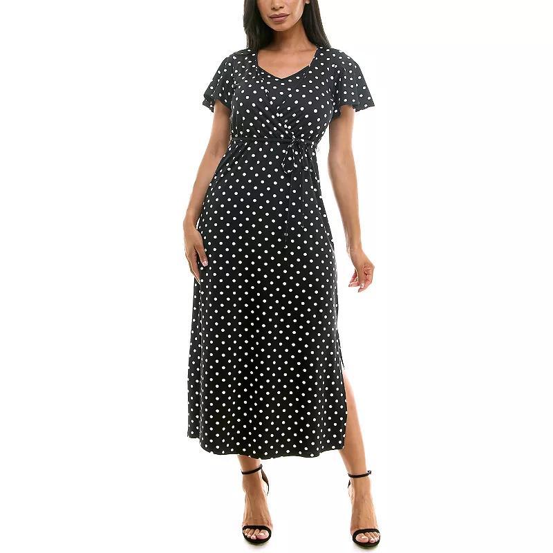 Womens Nina Leonard Flutter Sleeve Maxi Dress Product Image