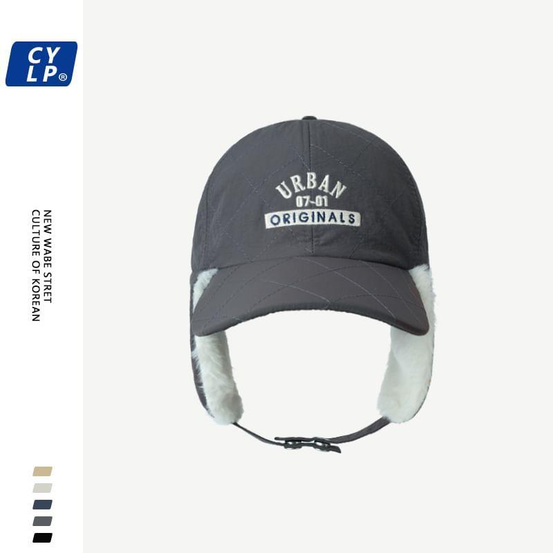 Lettering Embroidered Earflap Baseball Cap Product Image