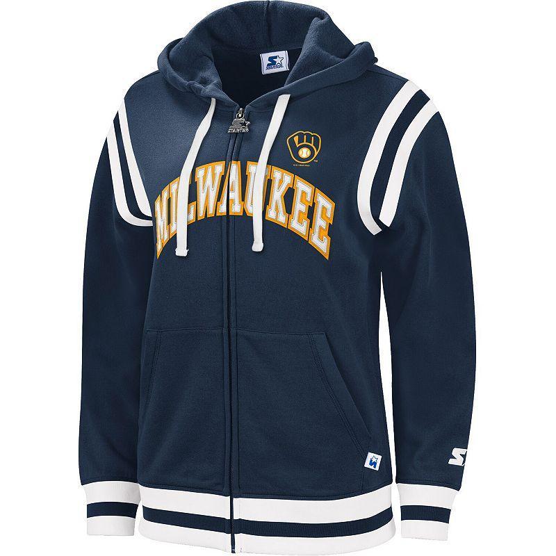 Womens Starter Milwaukee Brewers Vintage Full-Zip Hoodie Blue Product Image