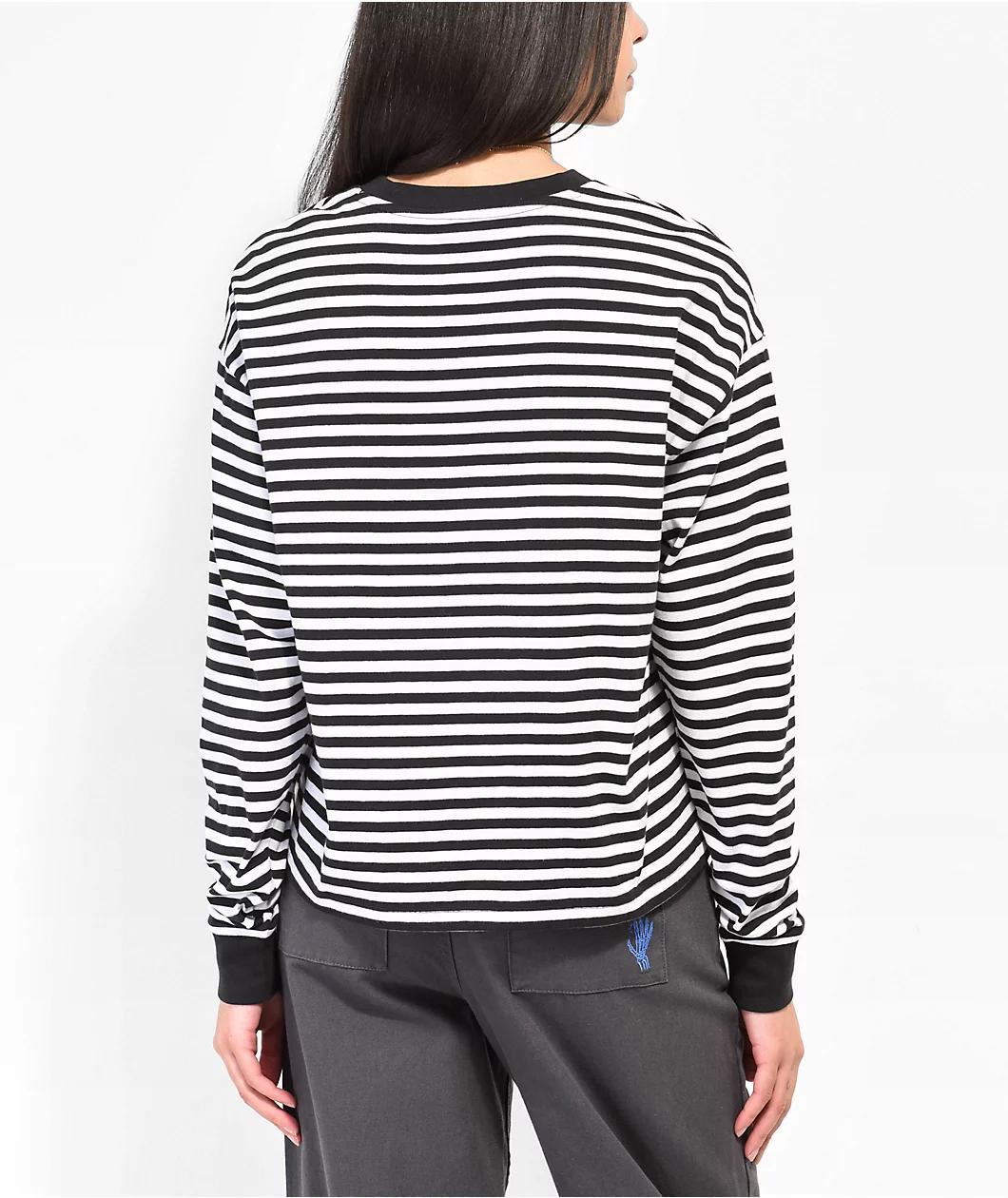 Vans x Breana Geering Skate Black & White Striped Long Sleeve T-Shirt Product Image