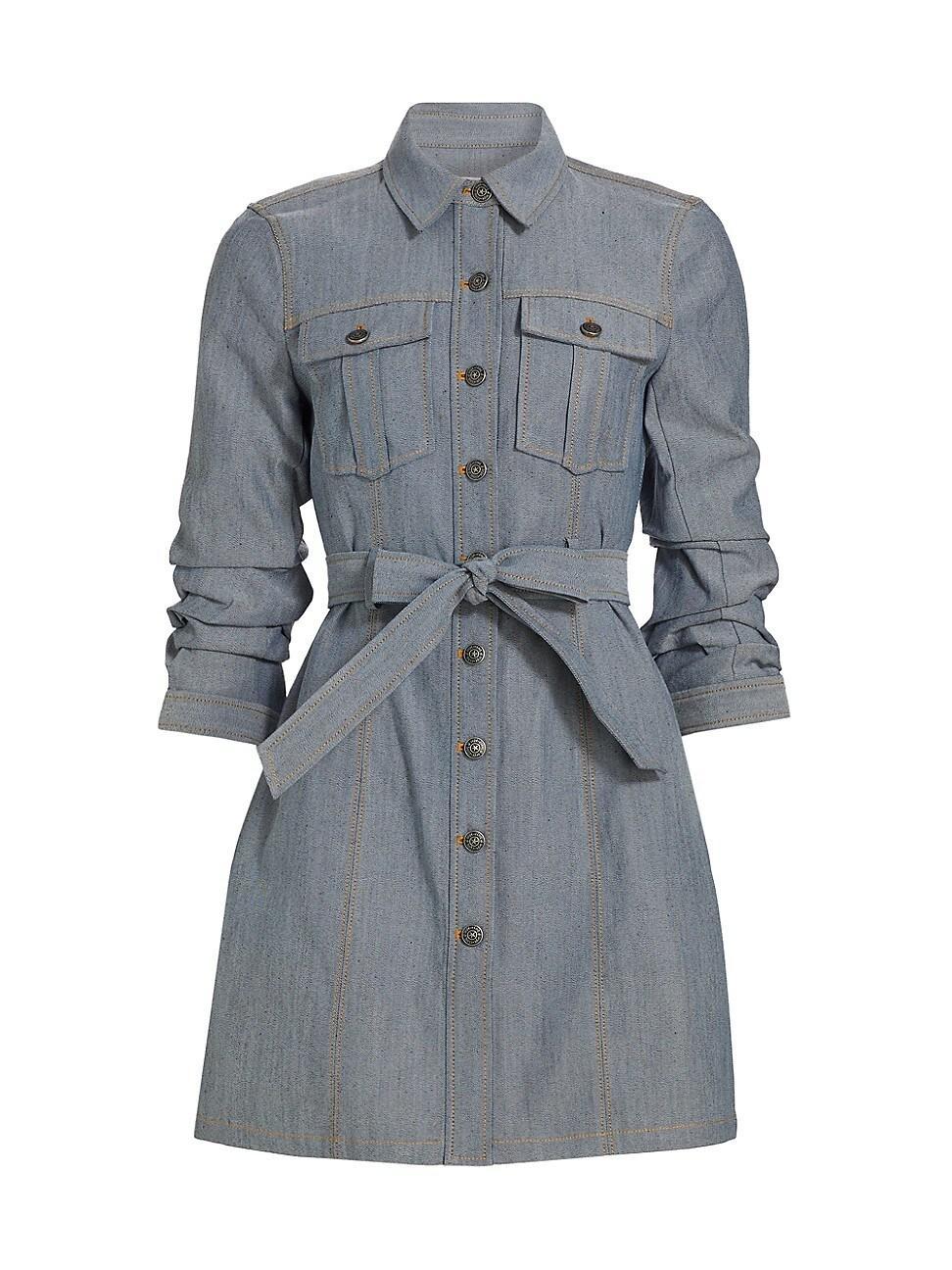 Womens Clea Denim Tie-Waist Shirtdress Product Image