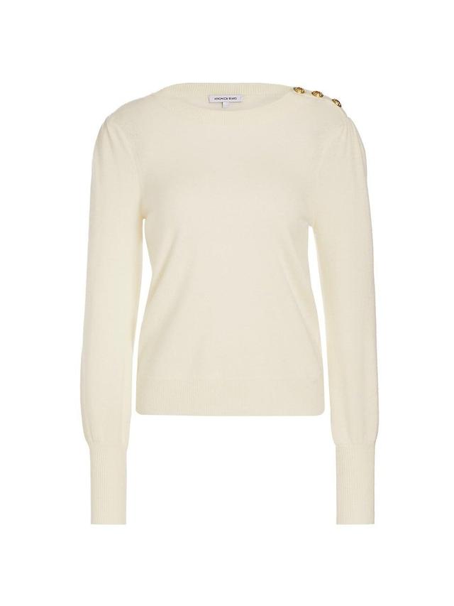 Womens Nelia Button-Accented Cashmere Crewneck Sweater Product Image