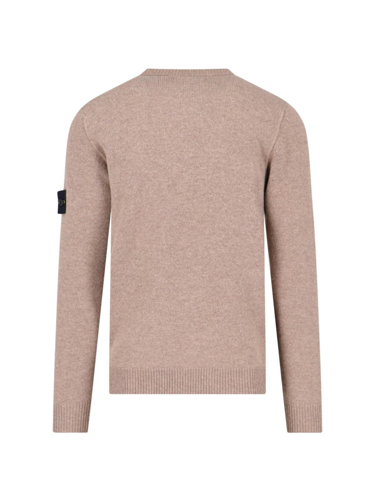 STONE ISLAND Logo Crew Neck Sweater In Cream Product Image