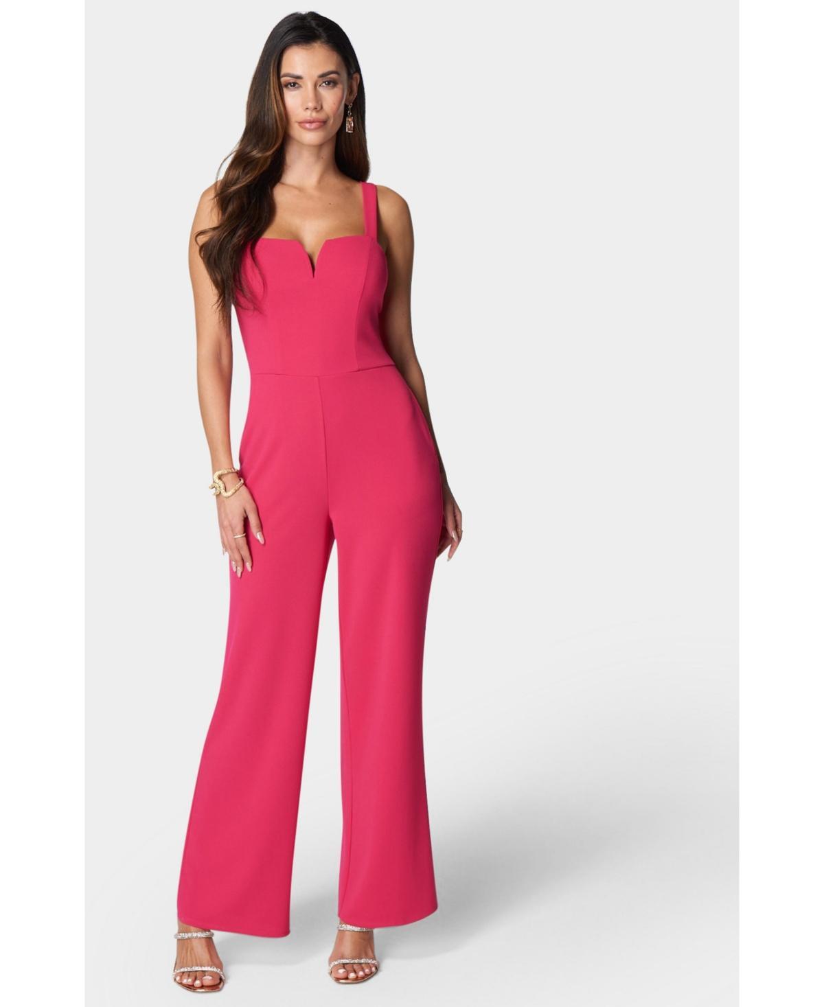 bebe Womens Scuba Crepe Jumpsuit With Strap Product Image