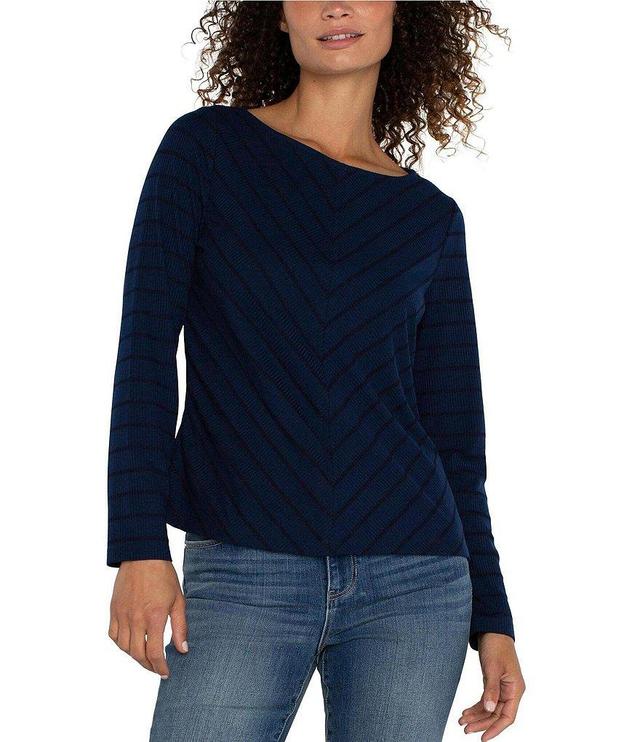 Liverpool Los Angeles Stretch Rib Knit Boat Neck Long Sleeve Top Product Image