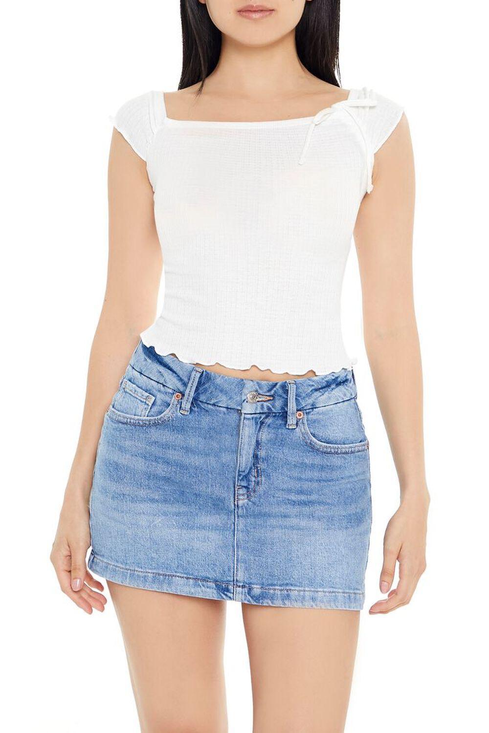 Lettuce-Edge Bow Crop Top | Forever 21 Product Image