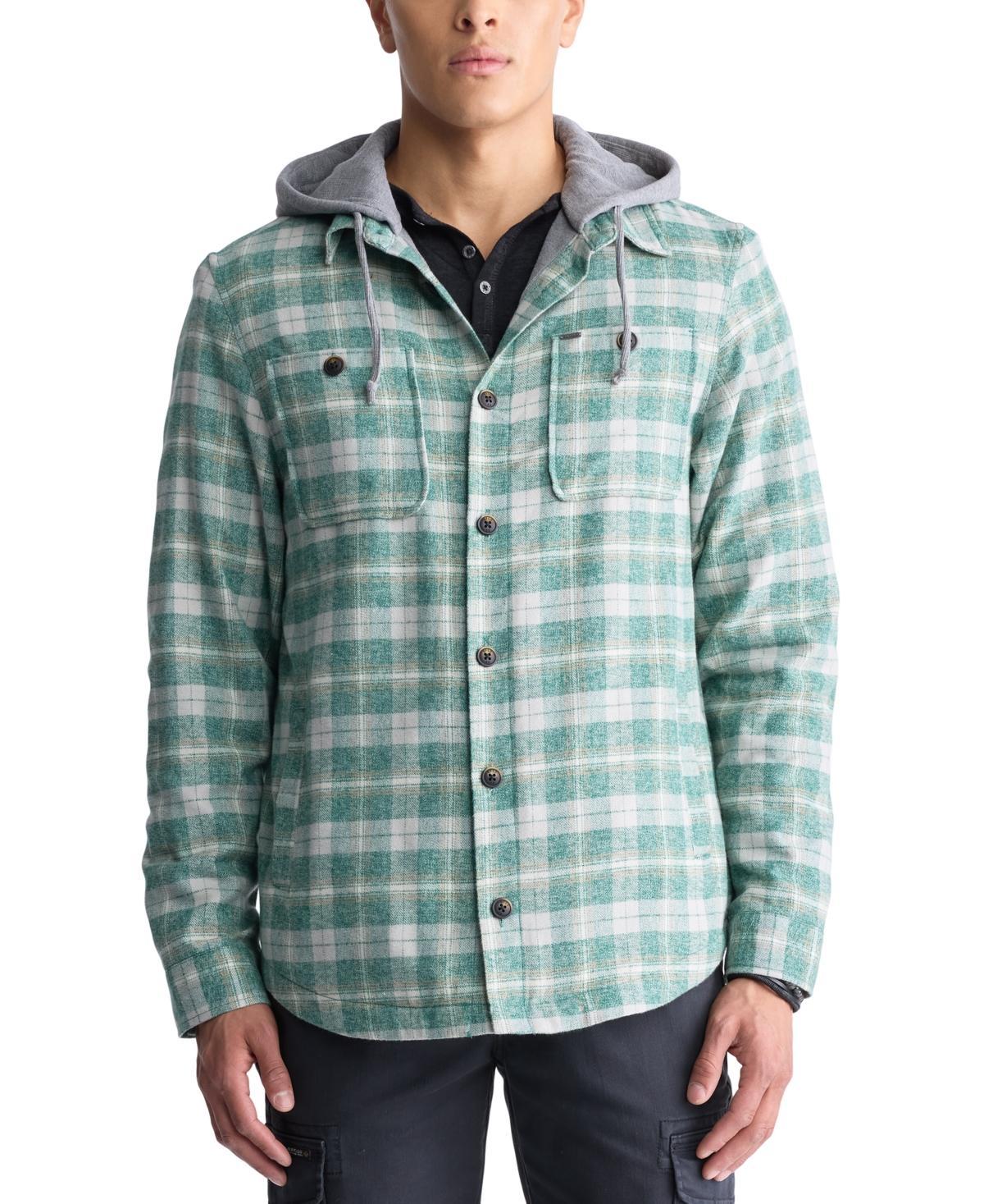 Buffalo David Bitton Mens Jakeim Long Sleeve Plaid Flannel Hooded Shirt-Jacket Product Image