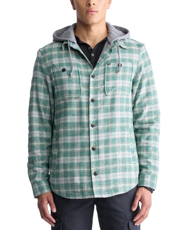 Buffalo David Bitton Mens Jakeim Long Sleeve Plaid Flannel Hooded Shirt-Jacket Product Image