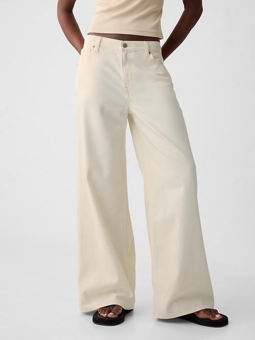 Mid Rise Pinstripe Baggy Jeans Product Image