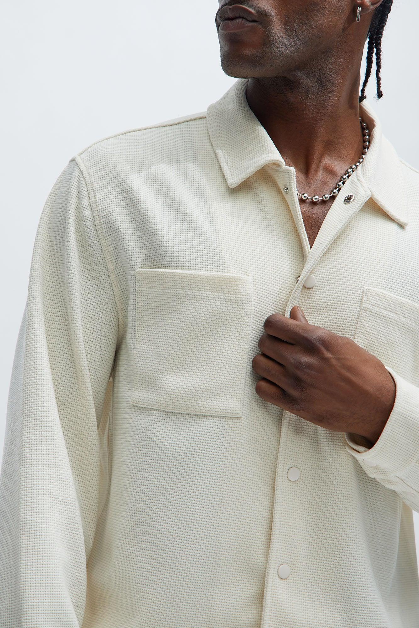 Cairo Textured Long Sleeve Shirt - Cream Product Image