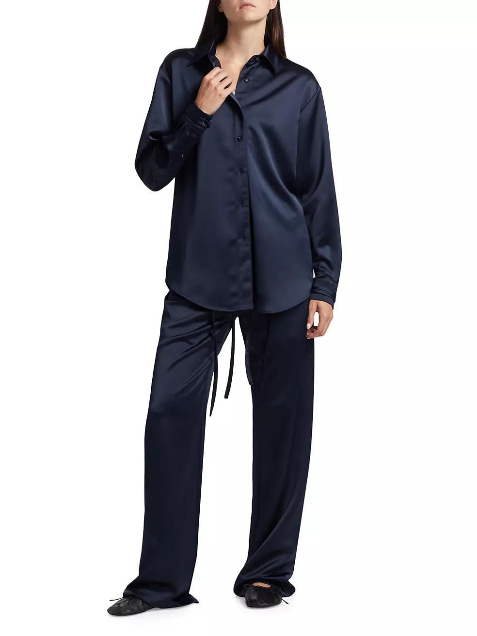 Raven Satin Long-Sleeve Shirt Product Image