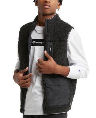 Champion Mens Cozy Standard-Fit Mixed-Media Plush Fleece Vest Product Image