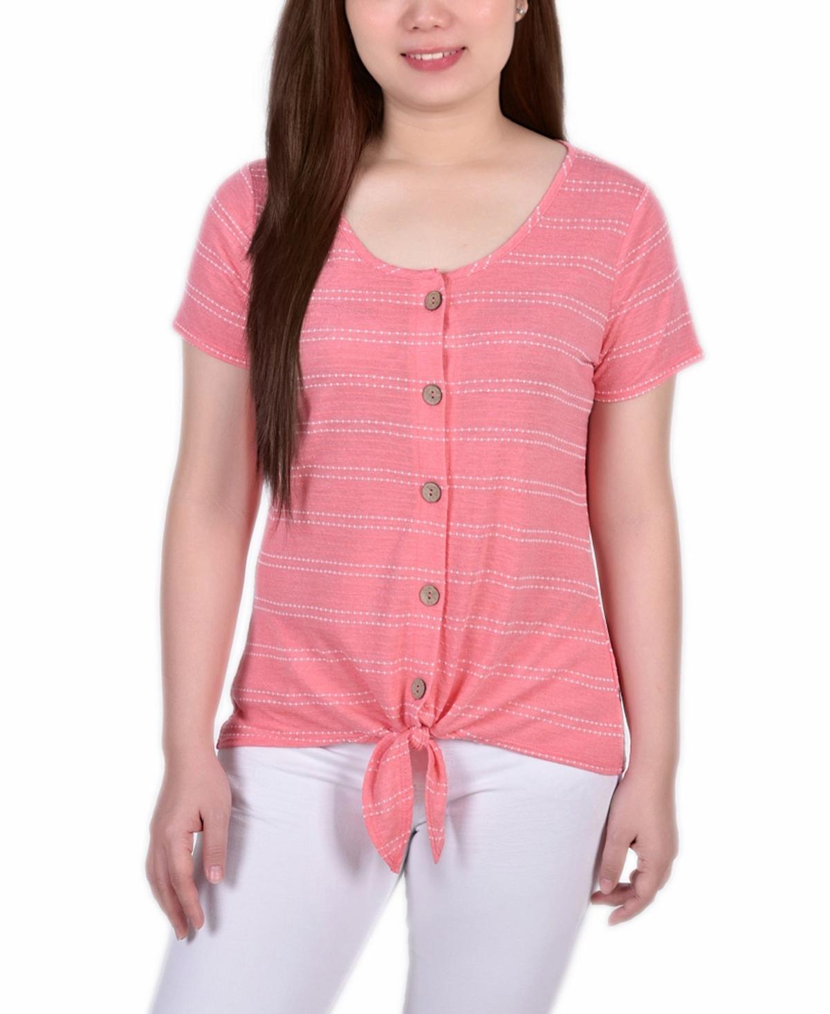 Women's Short Sleeve Tie Front Top Product Image