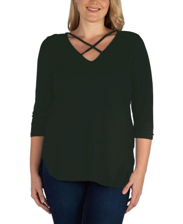 Womens Plus Size Criss Cross Detail Tunic Top Product Image