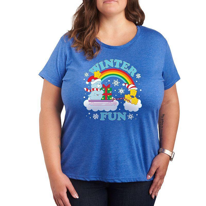 Plus Care Bears Winter Fun Graphic Tee, Girls Grey Blue Product Image