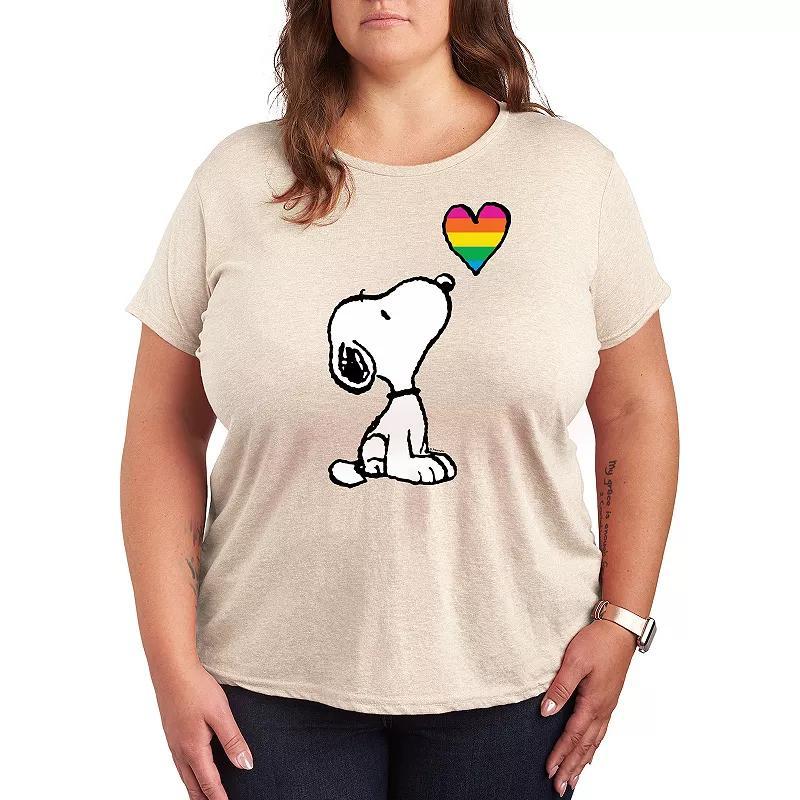 Plus Peanuts Snoopy Rainbow Heart Graphic Tee, Womens Product Image