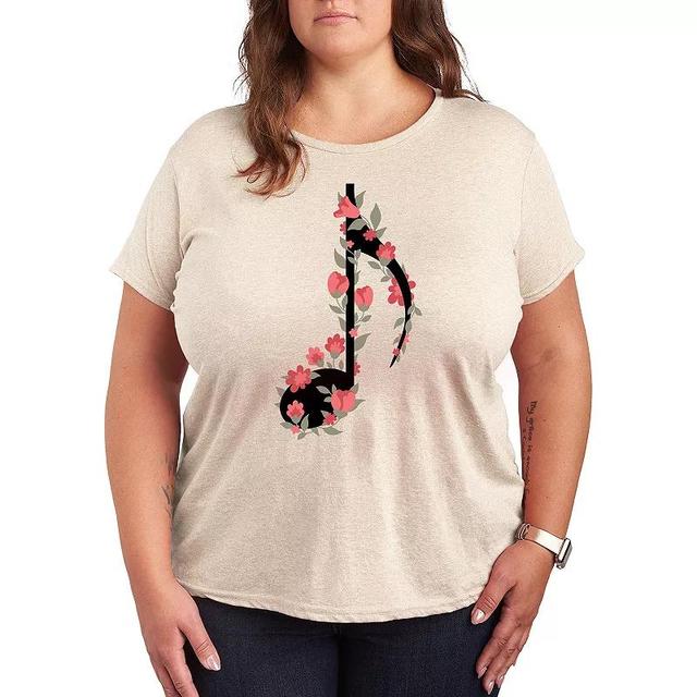 Plus Floral Music Note Graphic Tee, Womens Product Image