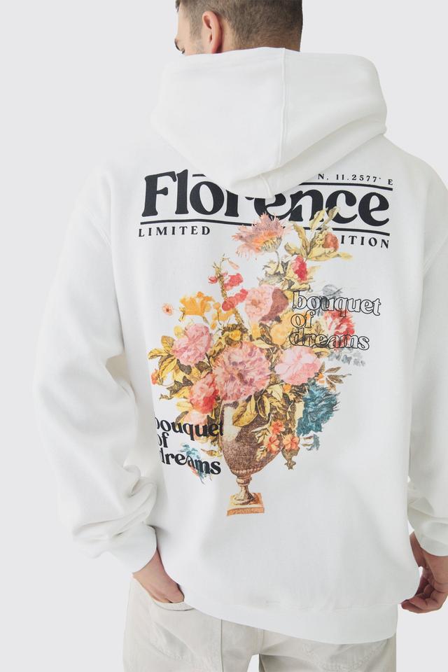 Tall Floral Back Print Oversized Hoodie | boohooMAN USA Product Image