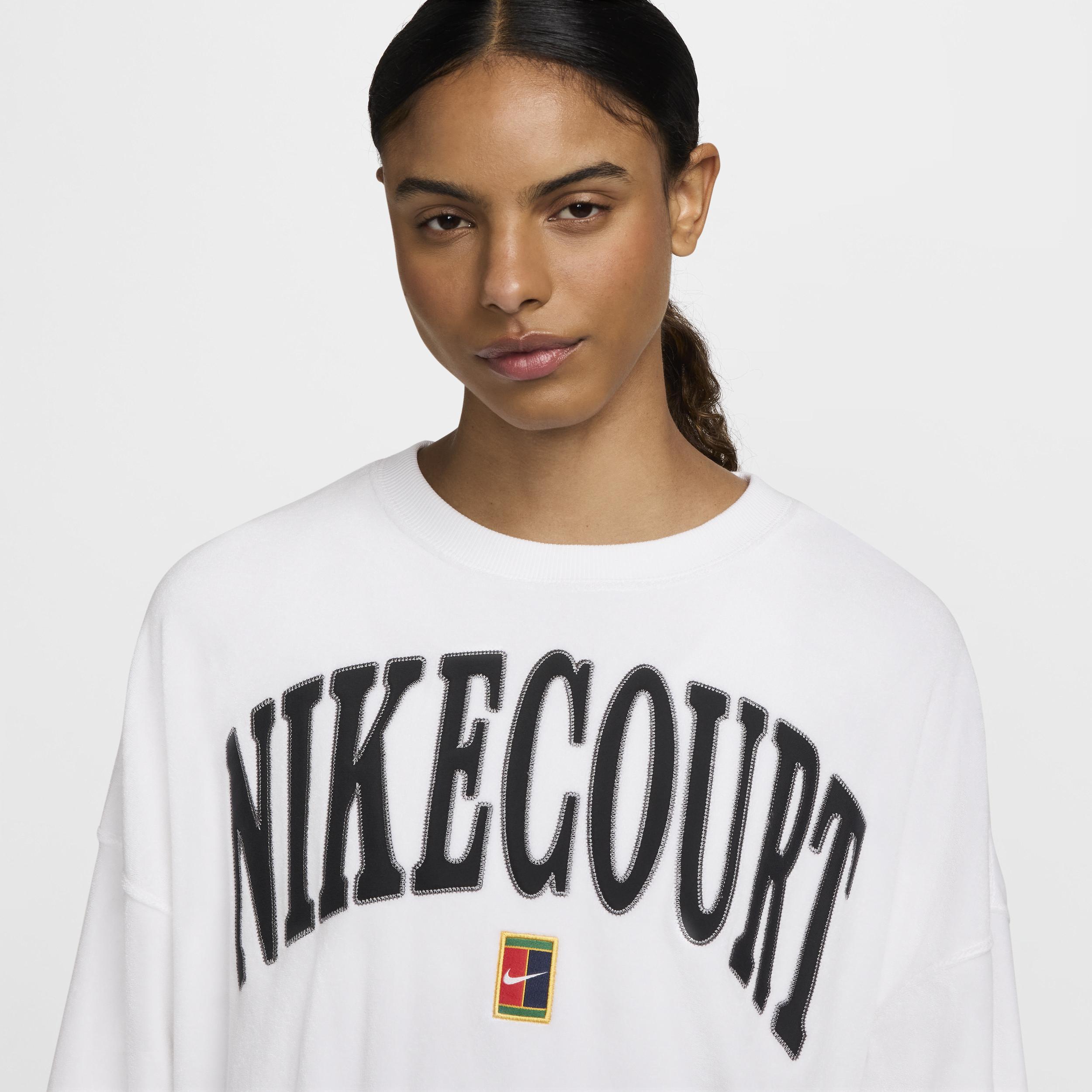 Nike Womens Court Heritage Over-Oversized Crew-Neck Graphic Tennis Sweatshirt Product Image