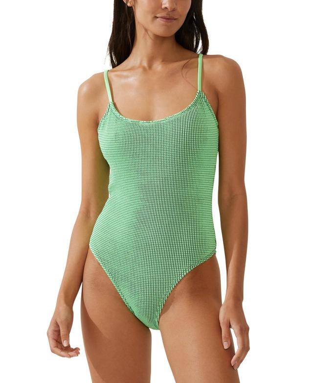 Cotton On Womens Textured Scoop Neck One Piece Swimsuit - Tidal Navy Product Image