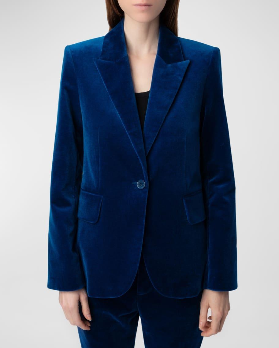 Vavy Velvet Single-Breasted Blazer Product Image