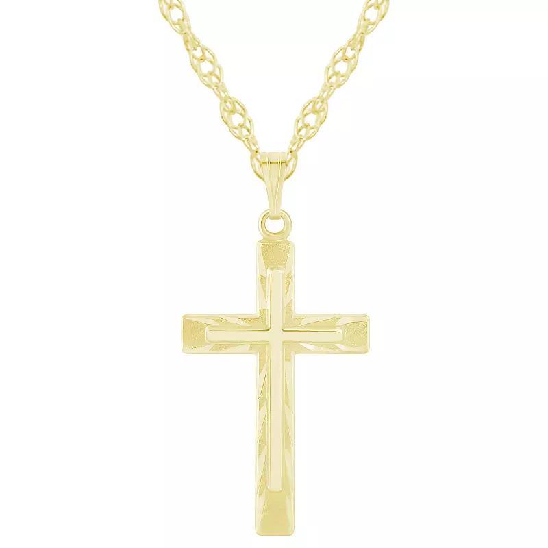 14k Gold Over Silver Cross Pendant Necklace, Womens Gold Tone Product Image