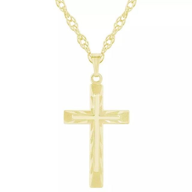 14k Gold Over Silver Cross Pendant Necklace, Womens Gold Tone Product Image