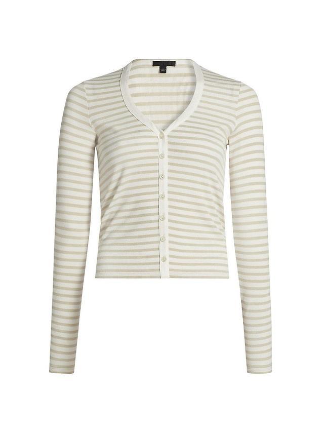 Womens Striped Rib-Knit Top Product Image