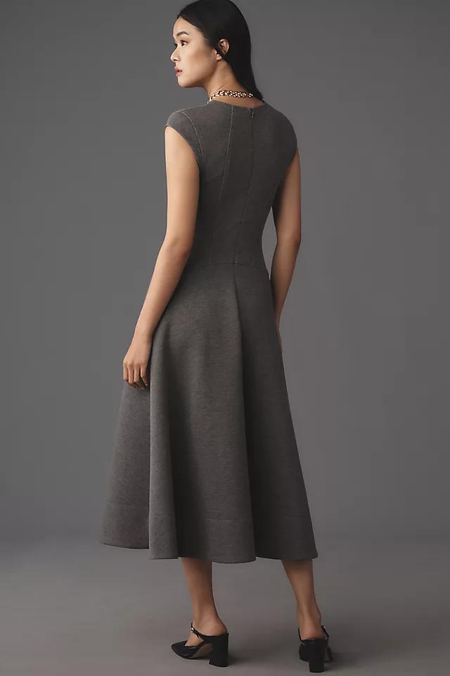 By Anthropologie Heathered Sweetheart Scuba Midi Dress Product Image