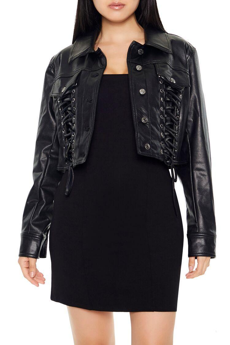 Faux Leather Lace-Up Jacket | Forever 21 Product Image