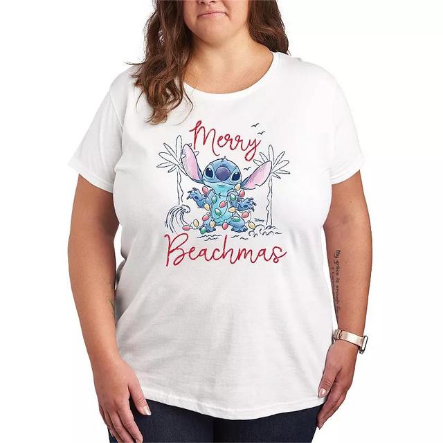 Disneys Lilo and Stitch Plus Size Merry Beachmas Graphic Tee, Womens Product Image