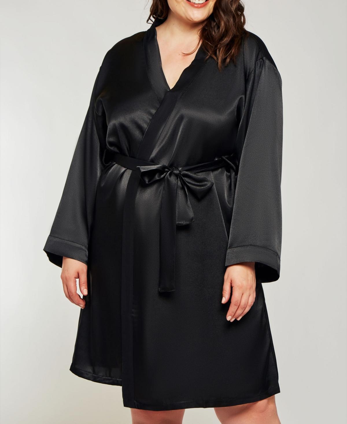 Plus Size Marina Lux Satin Robe Lingerie - Pink Product Image