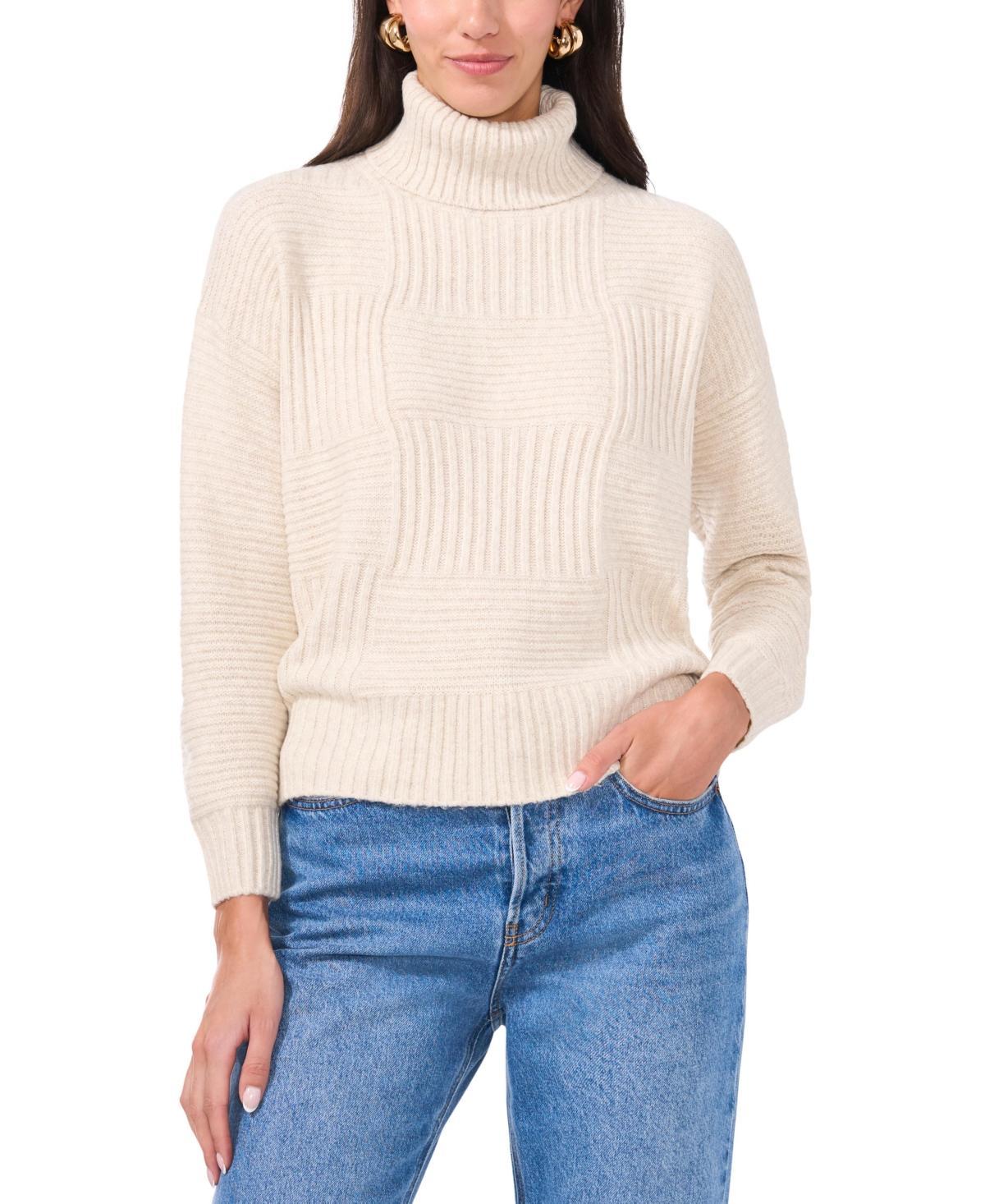 Vince Camuto Womens Mixed-Stitch Turtleneck Sweater Product Image