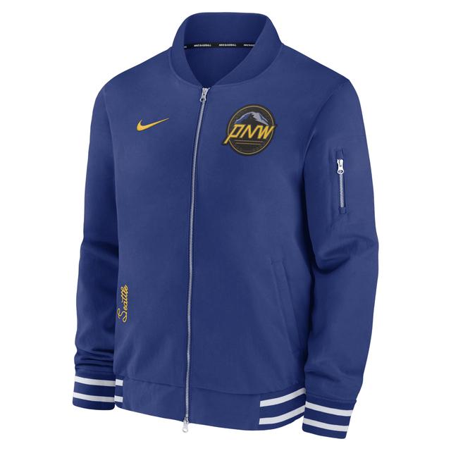 Nike Mens Black Colorado Rockies Authentic Collection Full-Zip Bomber Jacket Product Image