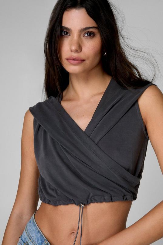 Ruched V Neck Cropped Top product image