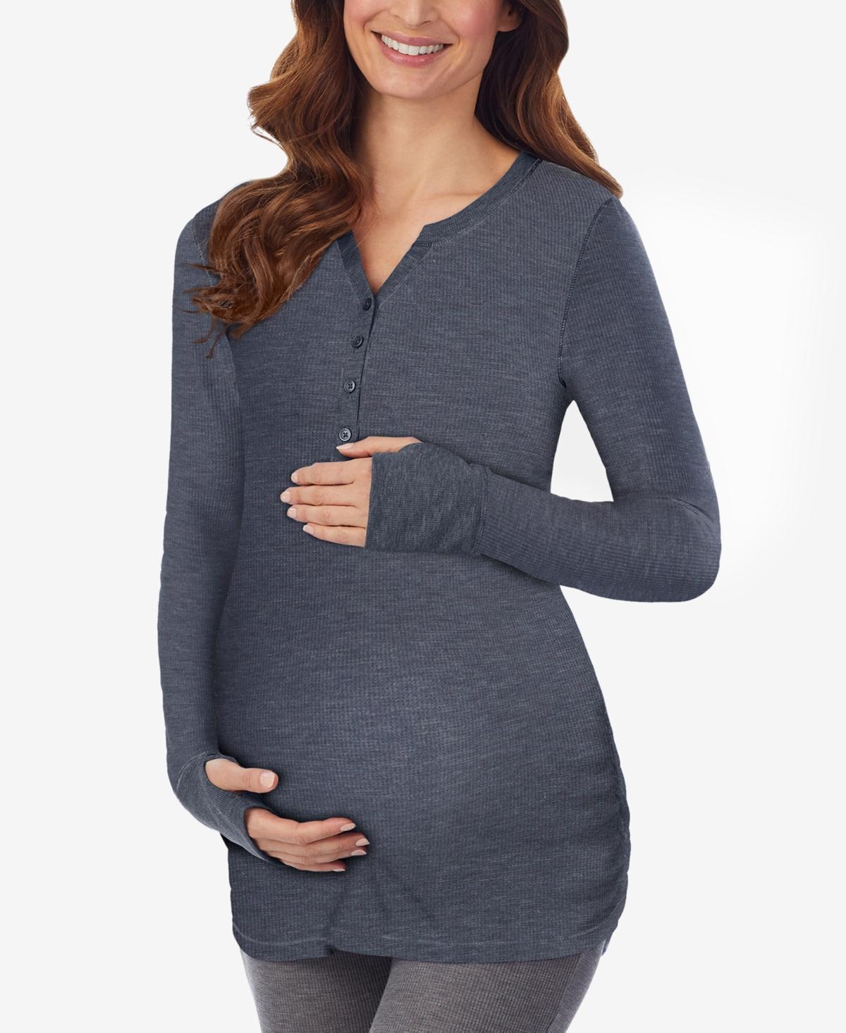 Cuddl Duds Womens Thermal Long-Sleeve Henley Maternity Top Product Image