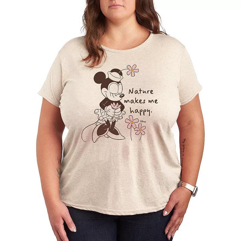 Disneys Minnie Mouse Plus Nature Makes Me Happy Graphic Tee, Womens Product Image