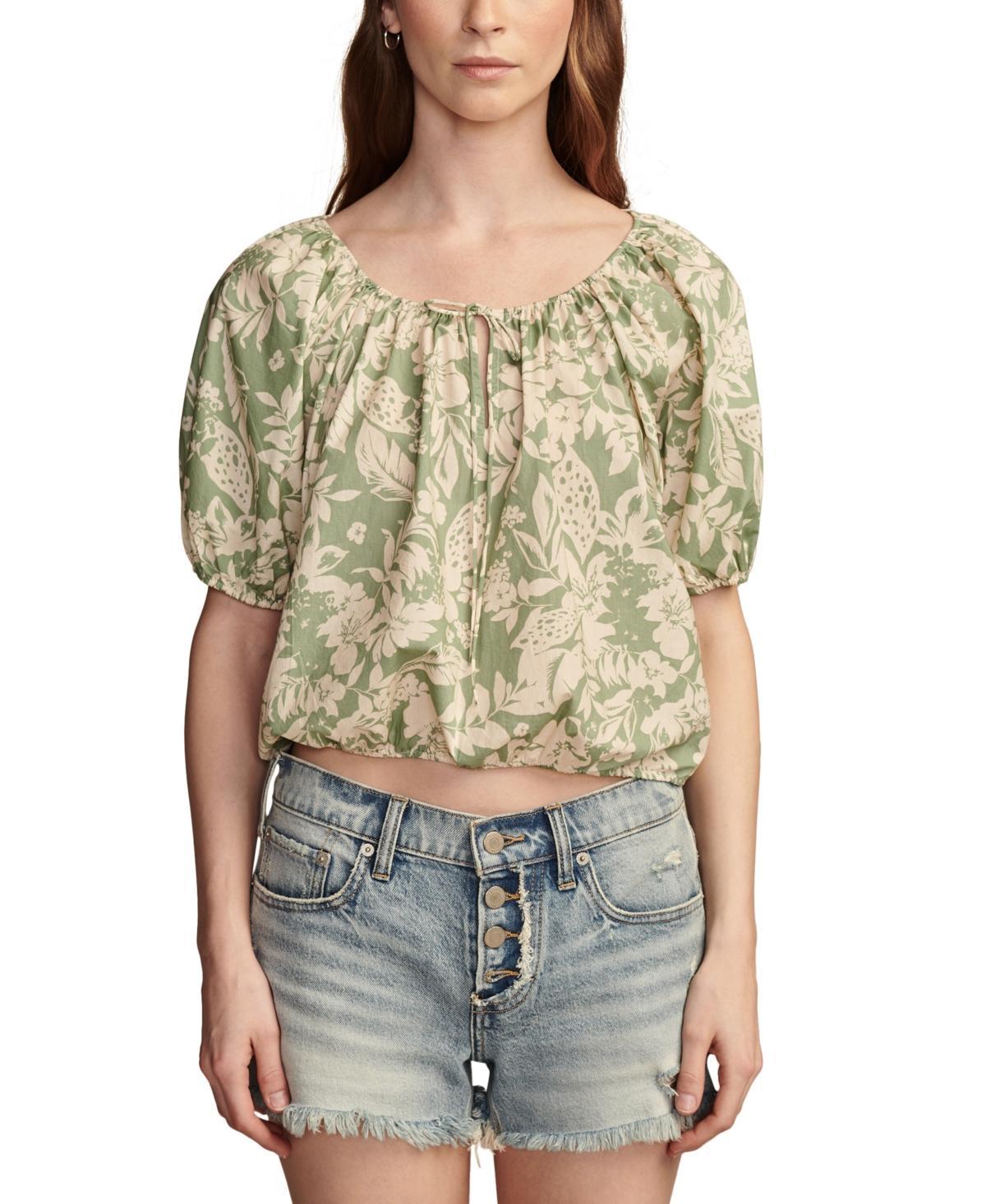 Lucky Brand Womens Cotton Gathered Poplin Top Product Image