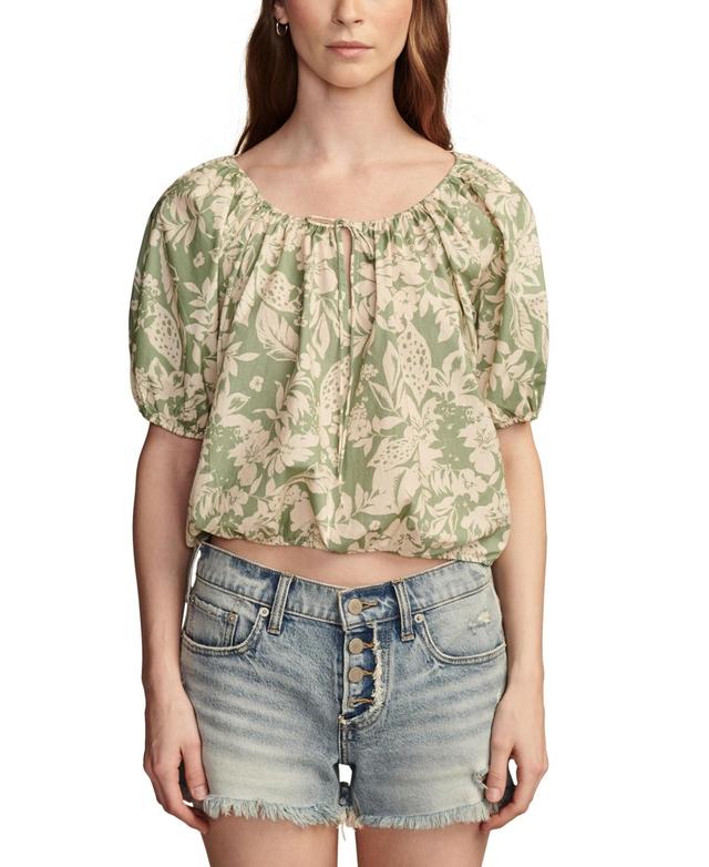 Lucky Brand Gathered Poplin Top Multi) Women's Clothing Product Image