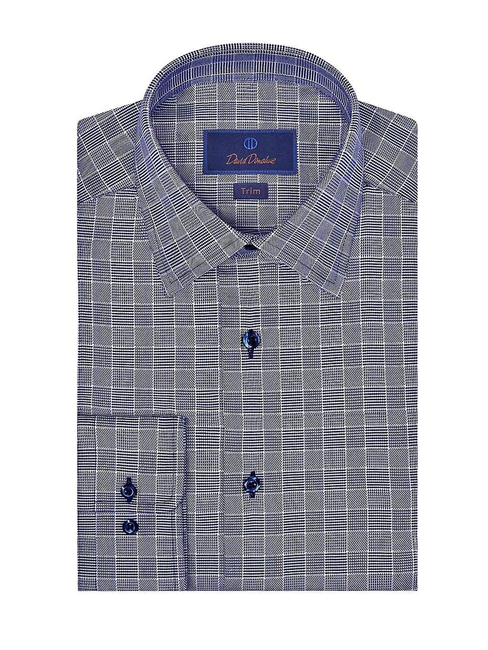 David Donahue Trim Fit Check Dress Shirt Product Image