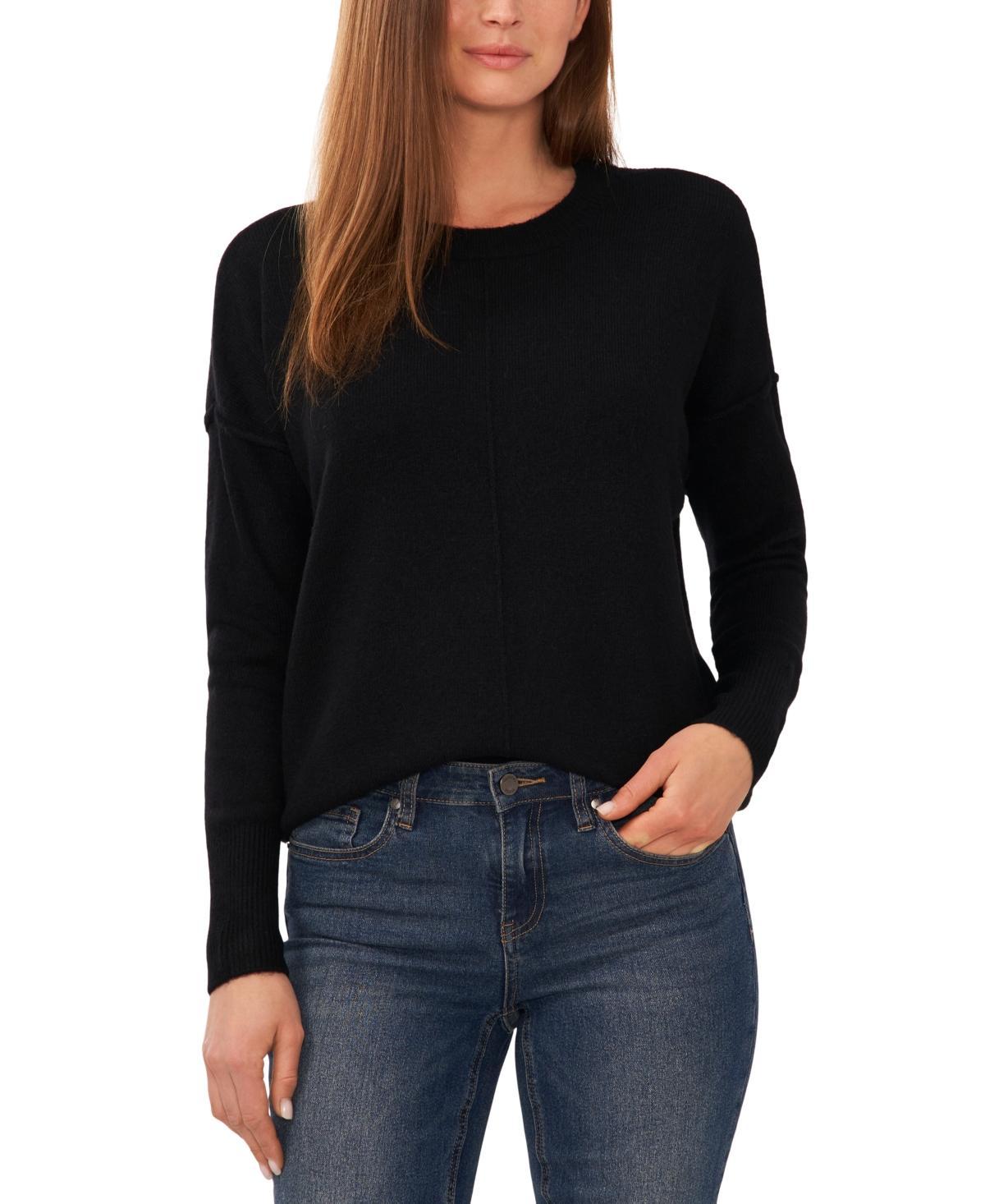 Vince Camuto Long Sleeve Extend Shoulder Center Facing Seam Cozy Sweater (Latte Heather) Women's Sweater Product Image