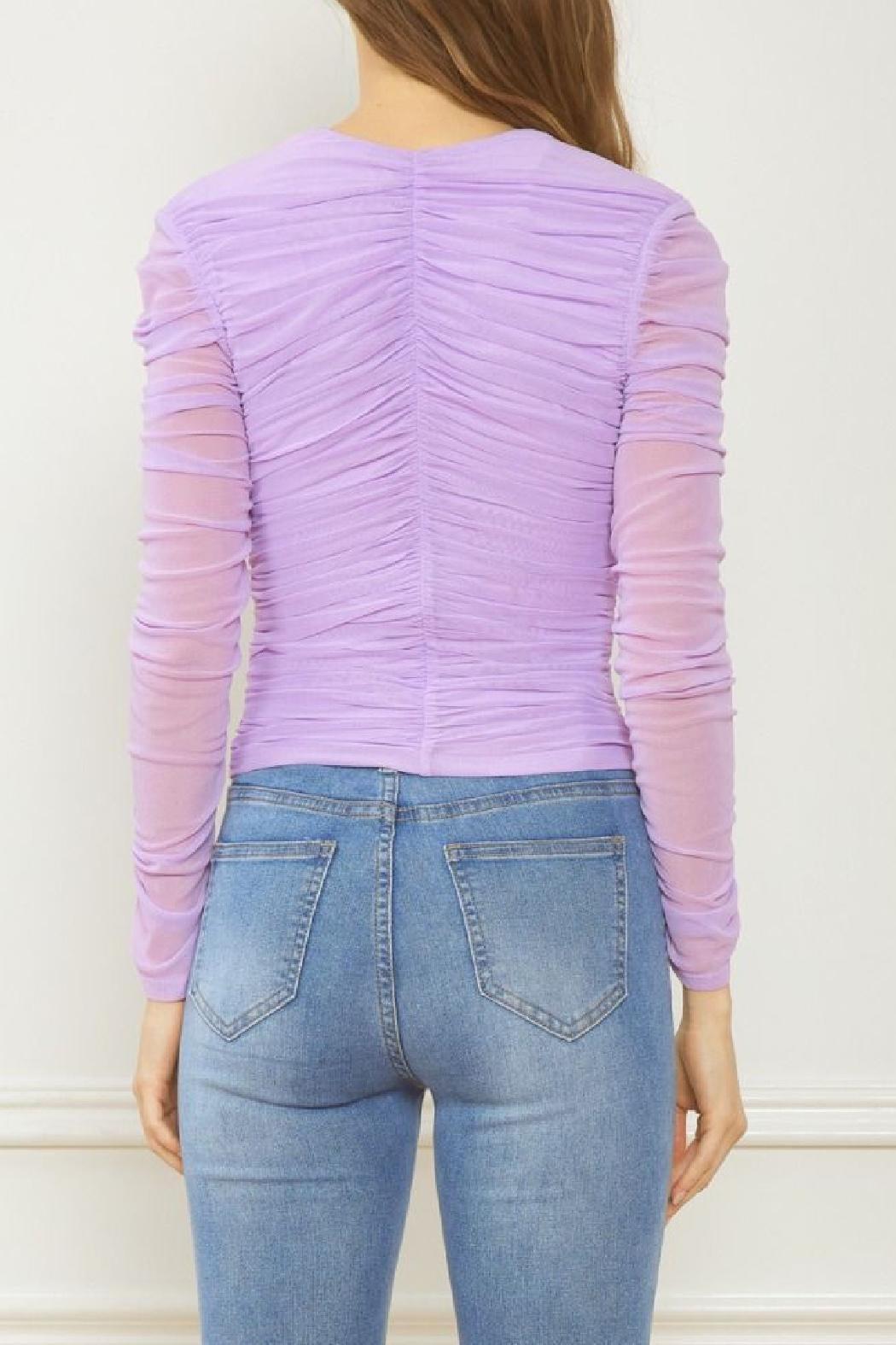 Sheer Sleeve Ruched Top Product Image