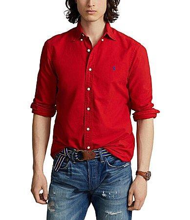 Mens Garment-Dyed Classic-Fit Oxford Shirt Product Image