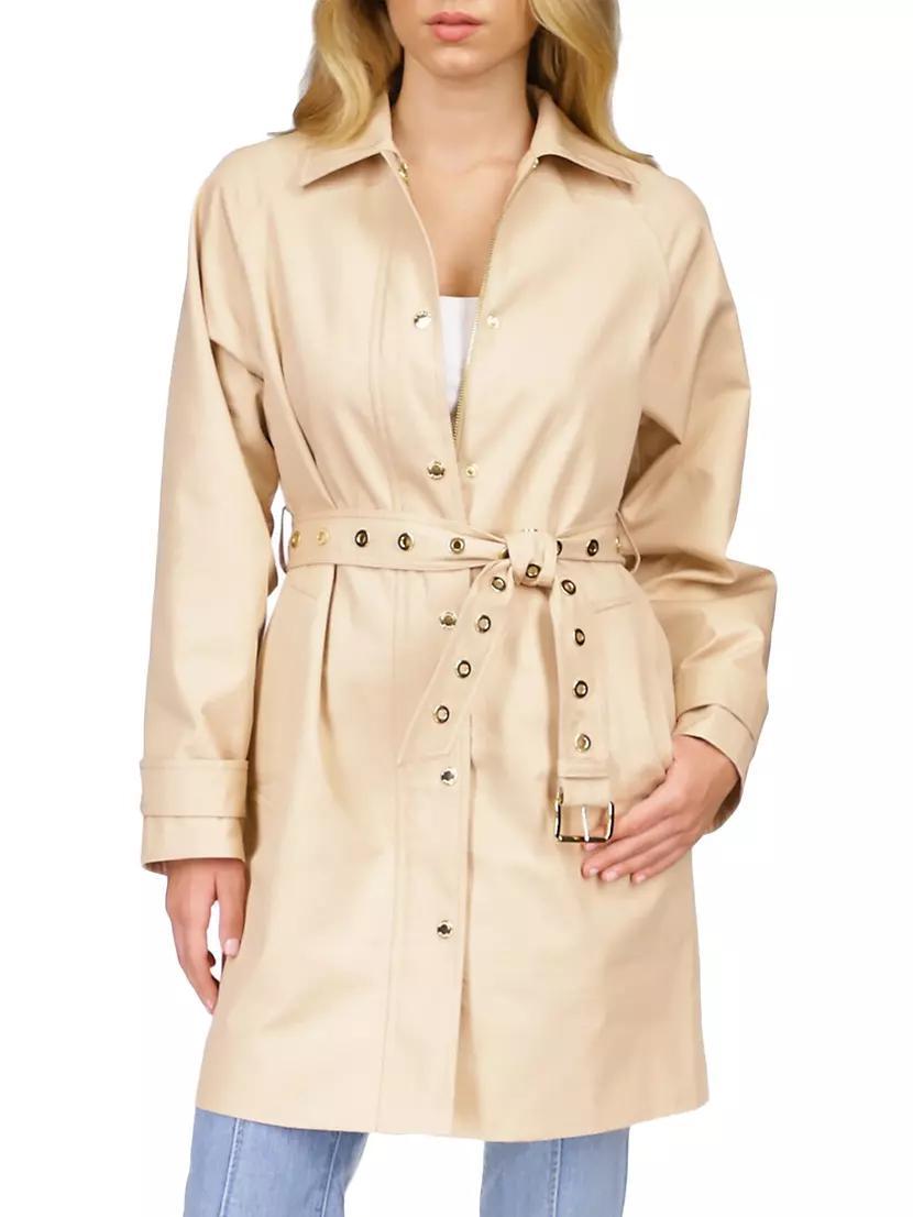 Grommet Belted Trench Coat Product Image