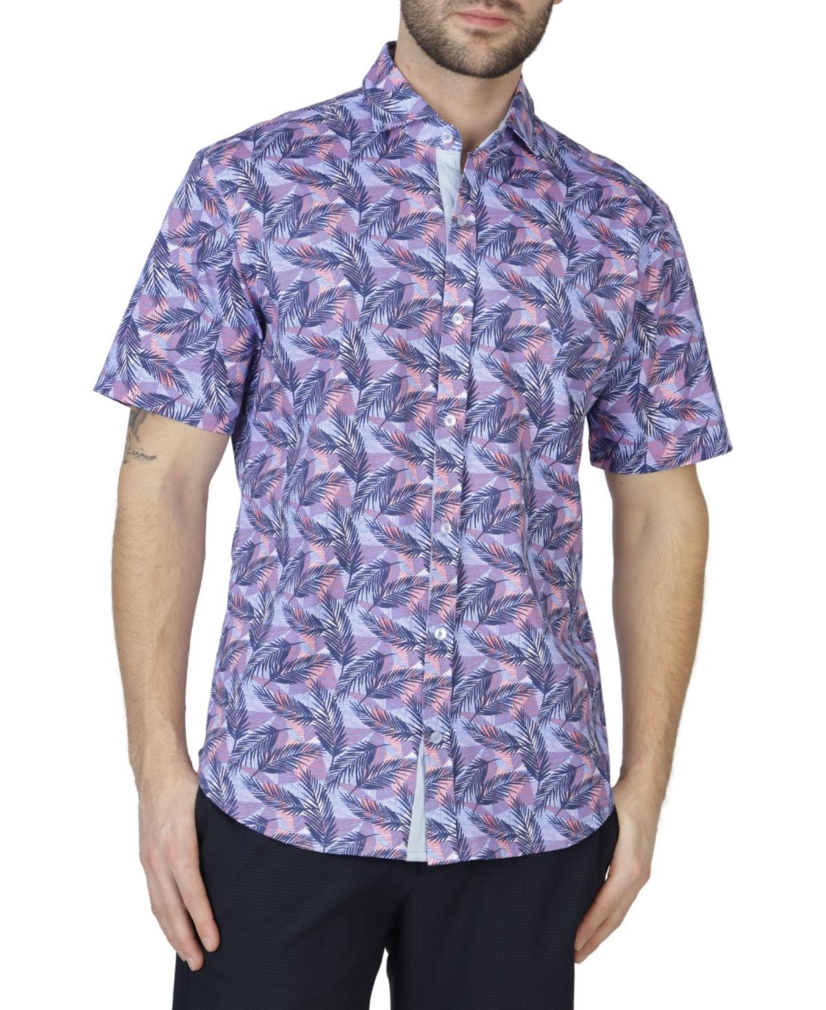 Tailorbyrd Mens Tropical Leaves Knit Short Sleeve Shirt Product Image