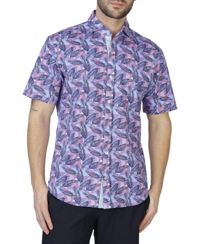 Tailorbyrd Mens Tropical Leaves Knit Short Sleeve Shirt Product Image