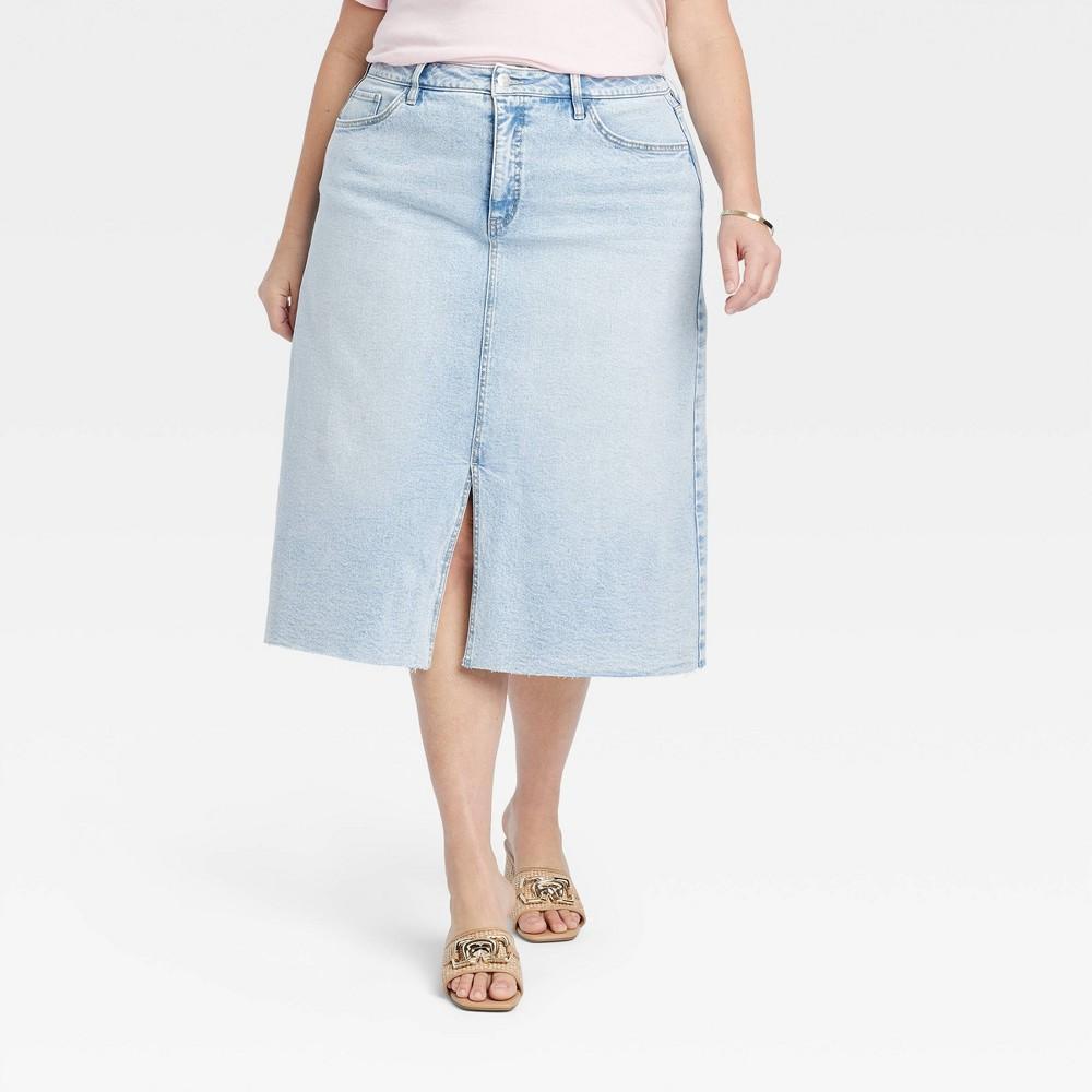 Womens Denim Midi Skirt - Ava & Viv Light Wash 18 Product Image